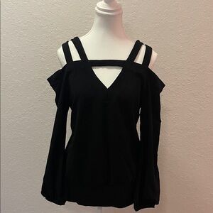 Boston Proper Black Cold Shoulder Top